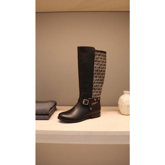 Michael Kors Other - MICHAEL Michael‎ Kors Kids Knee High Riding Boots Black Logo Side Zip Size 3Y